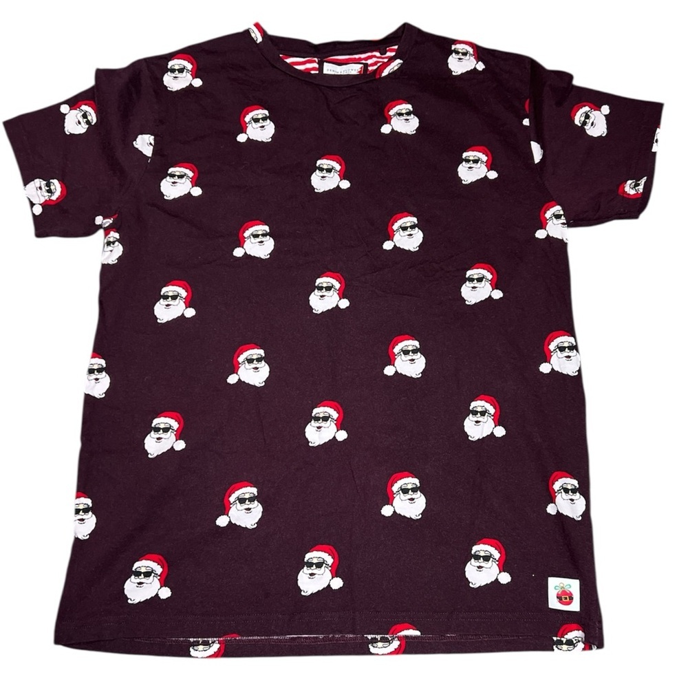 Denim & Flower Santa Print men’s  T-Shirt - burgundy M
